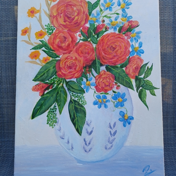 PRINT acid free quality Floral boquet in Blue & White vase. - Picture 7 of 7